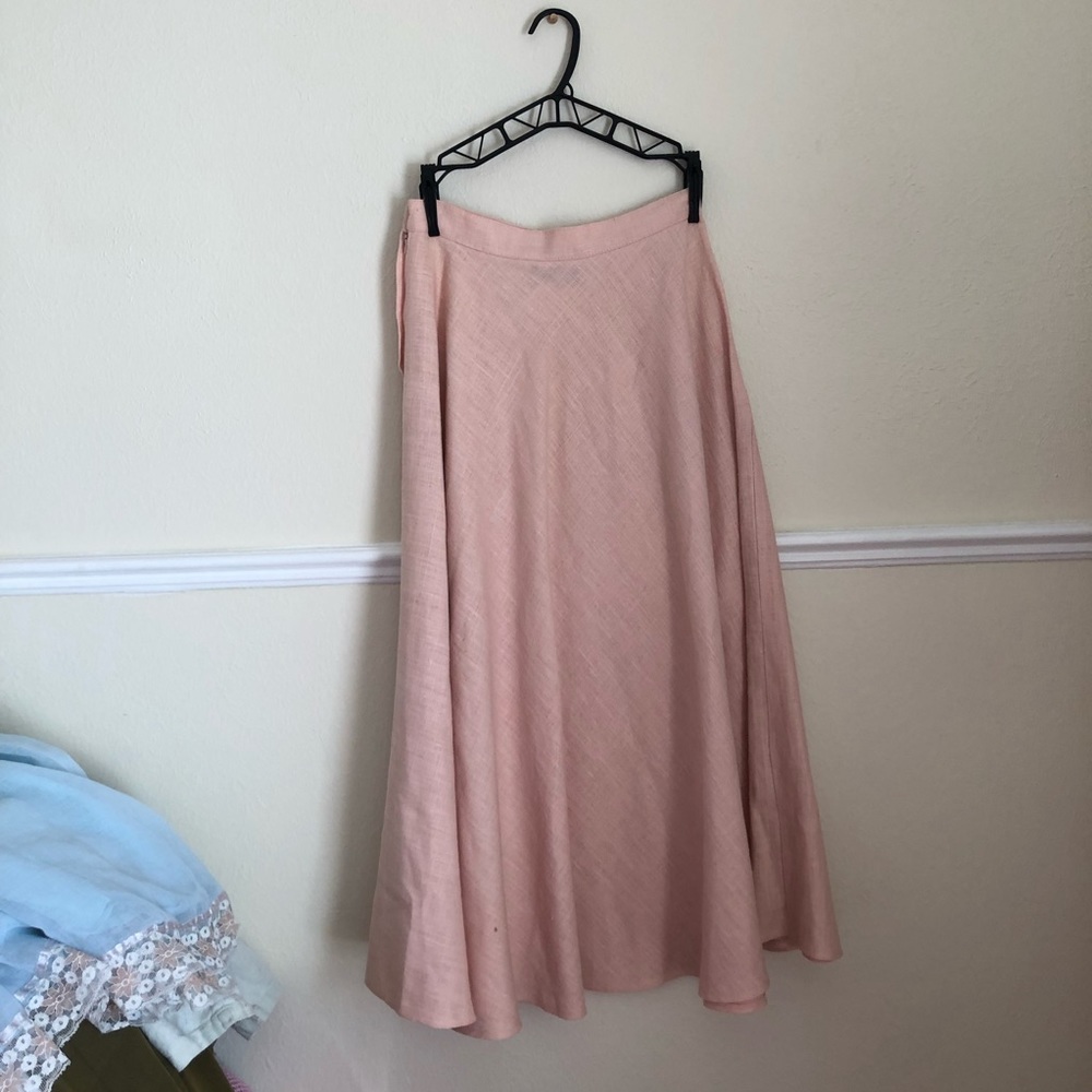 Gorgeous Pale Pink Vintage Linen Skirt